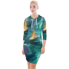 Lion King Of The Jungle Nature Quarter Sleeve Hood Bodycon Dress by Cemarart