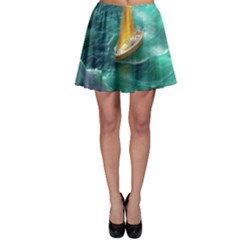 Mountain Wolf Tree Nature Moon Skater Skirt by Cemarart