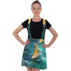 Lion King Of The Jungle Nature Velvet Suspender Skater Skirt by Cemarart