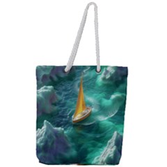 Lion King Of The Jungle Nature Full Print Rope Handle Tote (large) by Cemarart