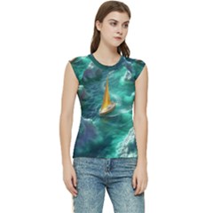 Mountain Wolf Tree Nature Moon Women s Raglan Cap Sleeve T-shirt by Cemarart