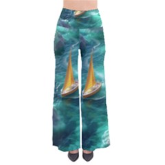 Mountain Wolf Tree Nature Moon So Vintage Palazzo Pants by Cemarart