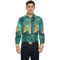 Mountain Wolf Tree Nature Moon Men s Long Sleeve  Shirt by Cemarart