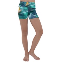 Lion King Of The Jungle Nature Kids  Lightweight Velour Yoga Shorts by Cemarart