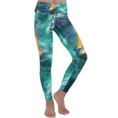 Lion King Of The Jungle Nature Kids  Lightweight Velour Classic Yoga Leggings by Cemarart