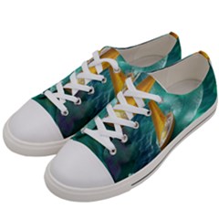 Mountain Wolf Tree Nature Moon Women s Low Top Canvas Sneakers by Cemarart