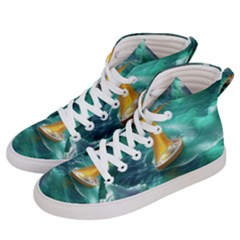 Mountain Wolf Tree Nature Moon Men s Hi-top Skate Sneakers by Cemarart