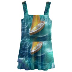 Mountain Wolf Tree Nature Moon Kids  Layered Skirt Swimsuit by Cemarart