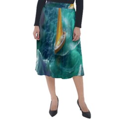 Mountain Wolf Tree Nature Moon Classic Velour Midi Skirt  by Cemarart