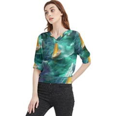 Lion King Of The Jungle Nature Quarter Sleeve Blouse