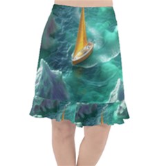 Mountain Wolf Tree Nature Moon Fishtail Chiffon Skirt by Cemarart