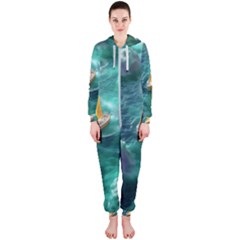 Double Exposure Flower Hooded Jumpsuit (ladies) by Cemarart