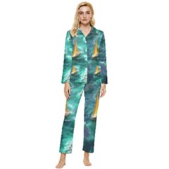 Lion King Of The Jungle Nature Womens  Long Sleeve Velvet Pocket Pajamas Set by Cemarart