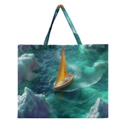 Double Exposure Flower Zipper Large Tote Bag by Cemarart