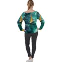 Mountain Birds River Sunset Nature Off Shoulder Long Sleeve Velour Top View2