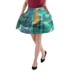 Double Exposure Flower A-line Pocket Skirt by Cemarart