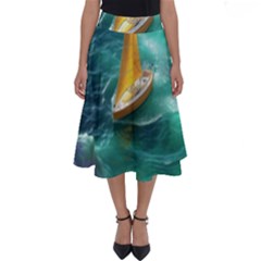 Double Exposure Flower Perfect Length Midi Skirt by Cemarart