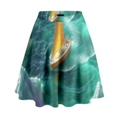 Double Exposure Flower High Waist Skirt by Cemarart