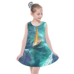 Mountain Birds River Sunset Nature Kids  Summer Dress by Cemarart