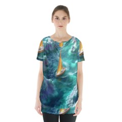 Double Exposure Flower Skirt Hem Sports Top by Cemarart