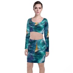 Double Exposure Flower Top And Skirt Sets by Cemarart