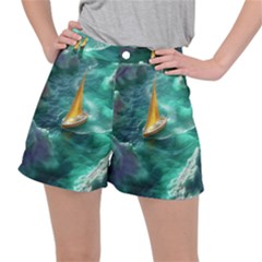 Mountain Birds River Sunset Nature Women s Ripstop Shorts by Cemarart