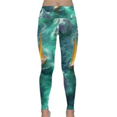 Mountain Birds River Sunset Nature Lightweight Velour Classic Yoga Leggings by Cemarart