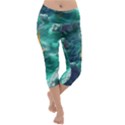 Mountain Birds River Sunset Nature Lightweight Velour Capri Yoga Leggings View1