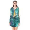 Double Exposure Flower Long Sleeve V-neck Flare Dress View1