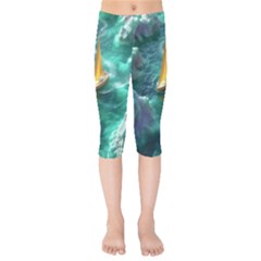 Double Exposure Flower Kids  Capri Leggings  by Cemarart