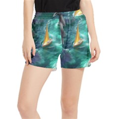 Mountain Birds River Sunset Nature Women s Runner Shorts by Cemarart