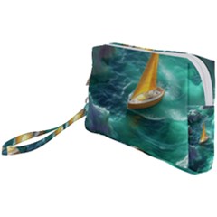 Mountain Birds River Sunset Nature Wristlet Pouch Bag (small) by Cemarart