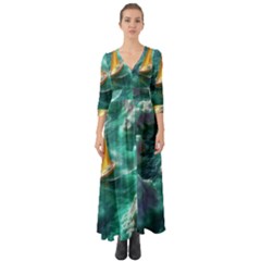 Double Exposure Flower Button Up Boho Maxi Dress by Cemarart