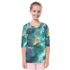 Mountains Sunset Landscape Nature Kids  Quarter Sleeve Raglan T-shirt