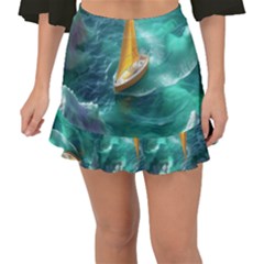 Double Exposure Flower Fishtail Mini Chiffon Skirt by Cemarart