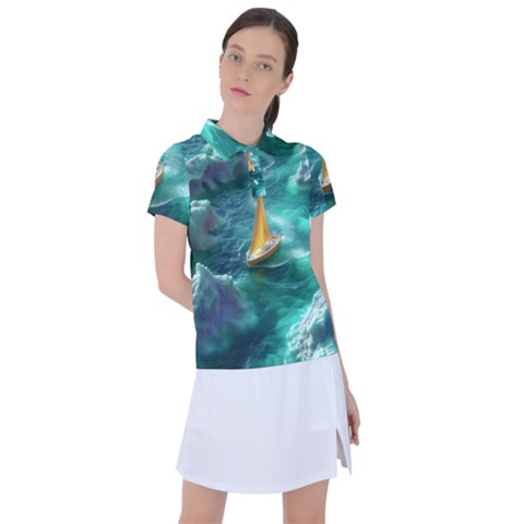 Mountain Birds River Sunset Nature Women s Polo T-shirt by Cemarart