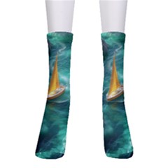 Mountain Birds River Sunset Nature Crew Socks by Cemarart