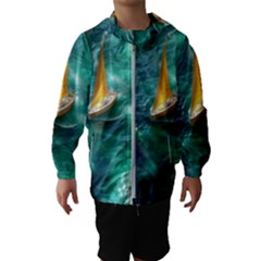 Mountains Sunset Landscape Nature Kids  Hooded Windbreaker by Cemarart