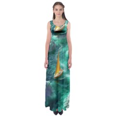 Mountains Sunset Landscape Nature Empire Waist Maxi Dress by Cemarart