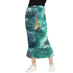 Double Exposure Flower Maxi Fishtail Chiffon Skirt by Cemarart