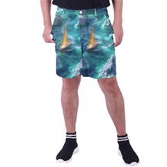 Mountain Birds River Sunset Nature Men s Pocket Shorts by Cemarart