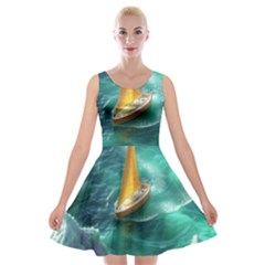 Mountains Sunset Landscape Nature Velvet Skater Dress