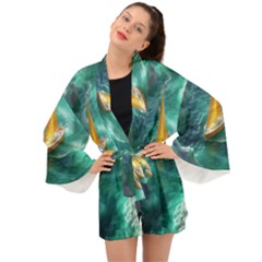 Double Exposure Flower Long Sleeve Kimono by Cemarart