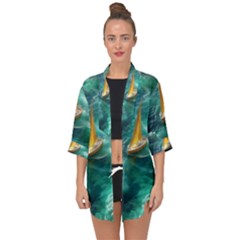 Mountains Sunset Landscape Nature Open Front Chiffon Kimono by Cemarart