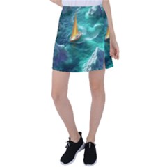 Double Exposure Flower Tennis Skirt by Cemarart