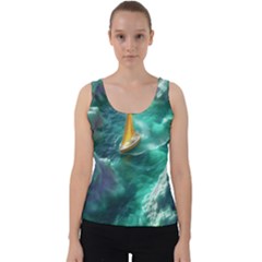 Mountains Sunset Landscape Nature Velvet Tank Top by Cemarart