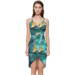 Double Exposure Flower Wrap Frill Dress by Cemarart