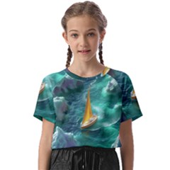 Double Exposure Flower Kids  Basic T-shirt by Cemarart