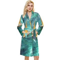 Double Exposure Flower Long Sleeve Velvet Robe by Cemarart