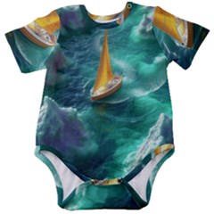 Double Exposure Flower Baby Short Sleeve Bodysuit by Cemarart